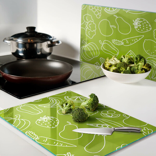 Szklana deska do krojenia Motyw owoców i warzyw