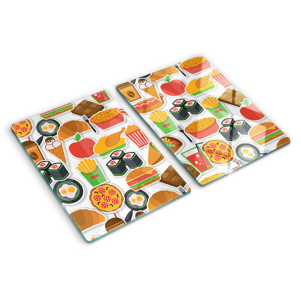 Szklana deska kuchenna Motyw jedzenia i przekąsek