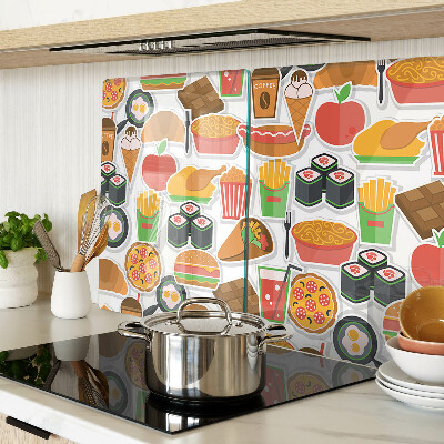 Szklana deska kuchenna Motyw jedzenia i przekąsek