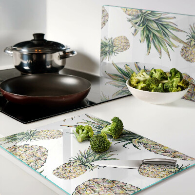 Deska kuchenna szklana Ananasy na białym tle