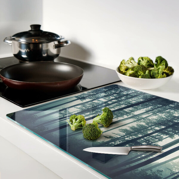 Szklana deska kuchenna Las w mgłę