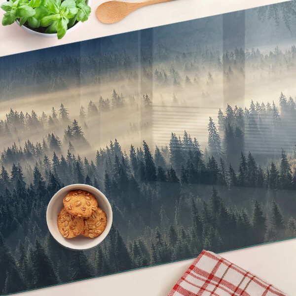 Szklana deska do krojenia Mglista leśna sceneria