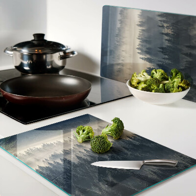 Szklana deska do krojenia Mglista leśna sceneria