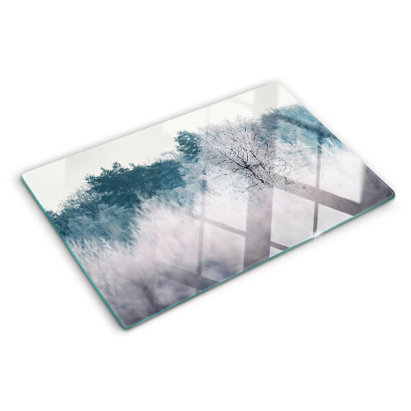 Deska kuchenna szklana Zimowy krajobraz z drzewami