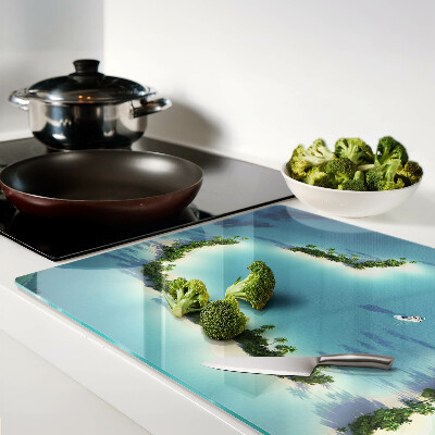 Deska kuchenna szklana Rajska wyspa z palmami