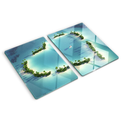 Deska kuchenna szklana Rajska wyspa z palmami