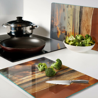 Szklana deska do krojenia Zachód słońca nad morzem