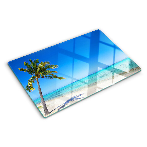 Glazen snijplanken Strand met een palmboom