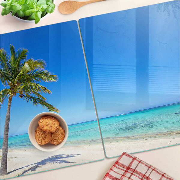 Deska kuchenna szklana Plaża z palmą