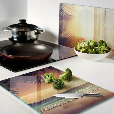 Deska kuchenna szklana Zachód słońca nad plażą