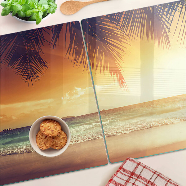 Deska kuchenna szklana Zachód słońca nad plażą