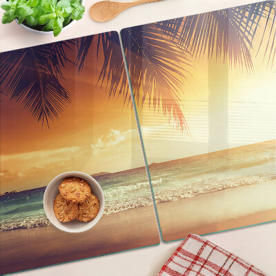 Deska kuchenna szklana Zachód słońca nad plażą