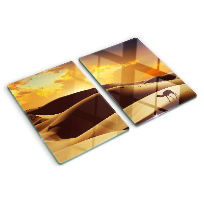 Szklana deska do krojenia Pustynny krajobraz o zachodzie słońca