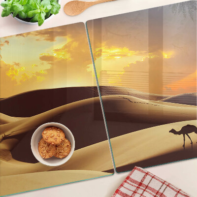 Szklana deska do krojenia Pustynny krajobraz o zachodzie słońca