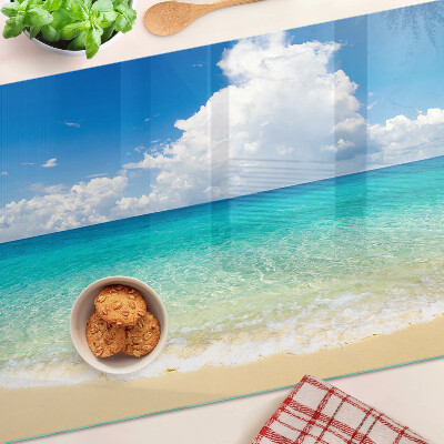Szklana deska do krojenia Plaża z turkusową wodą i chmurami