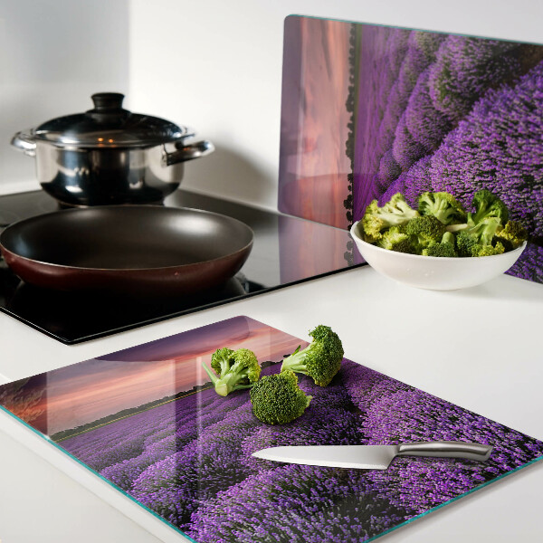 Snijplanken glas Lavendelveld bij zonsondergang