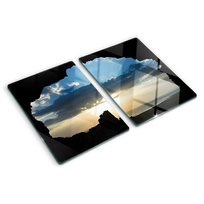 Szklana deska kuchenna Zachód słońca za chmurami