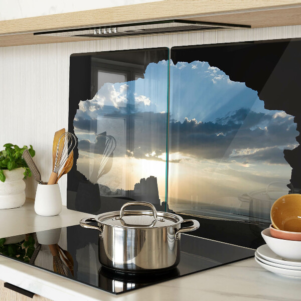 Snijplanken van glas Zonsondergang achter de wolken