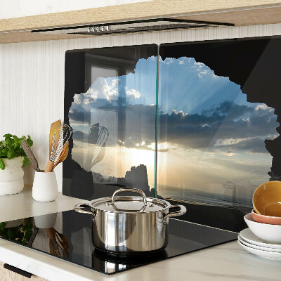 Szklana deska kuchenna Zachód słońca za chmurami