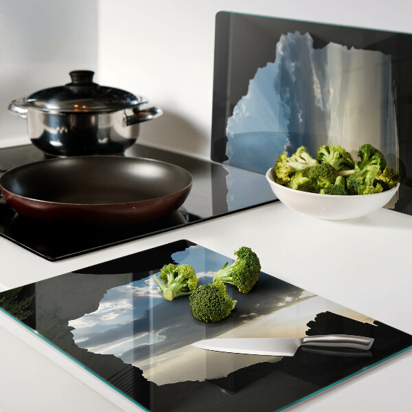 Szklana deska kuchenna Zachód słońca za chmurami