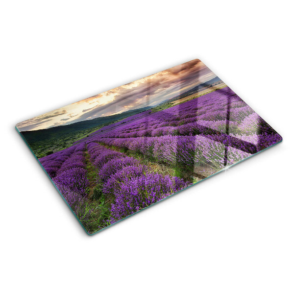 Snijplanken van glas Lavendelveld bij zonsondergang