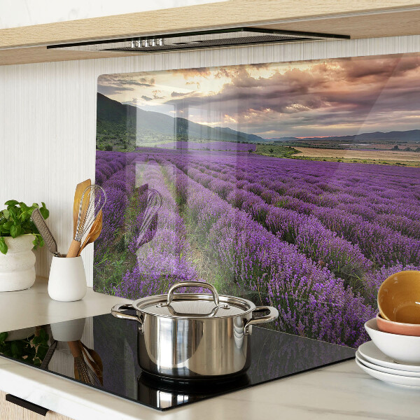 Deska kuchenna szklana Pole lawendy o zachodzie słońca