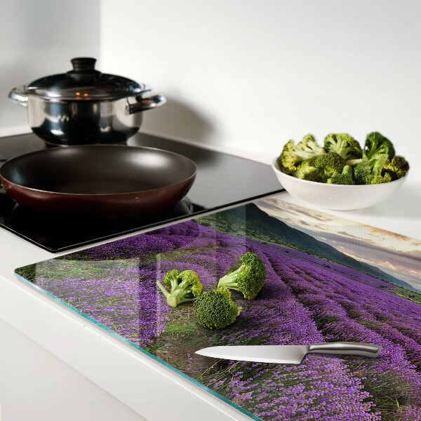Deska kuchenna szklana Pole lawendy o zachodzie słońca