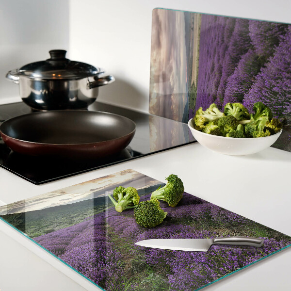 Deska kuchenna szklana Pole lawendy o zachodzie słońca