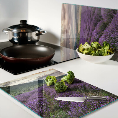 Deska kuchenna szklana Pole lawendy o zachodzie słońca