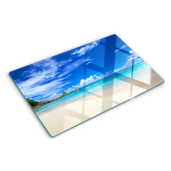 Deska kuchenna szklana Tropikalna plaża z błękitnym niebem