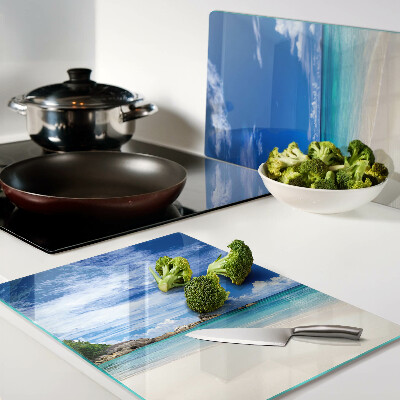 Deska kuchenna szklana Tropikalna plaża z błękitnym niebem