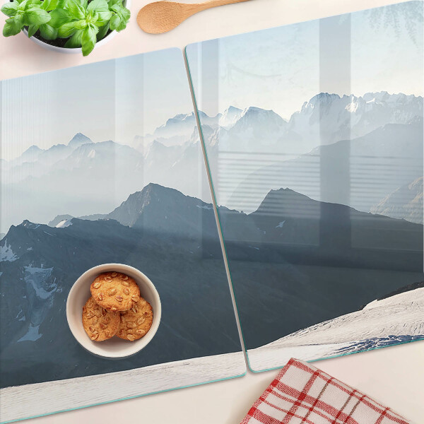 Szklana deska do krojenia Górski krajobraz w chmurach