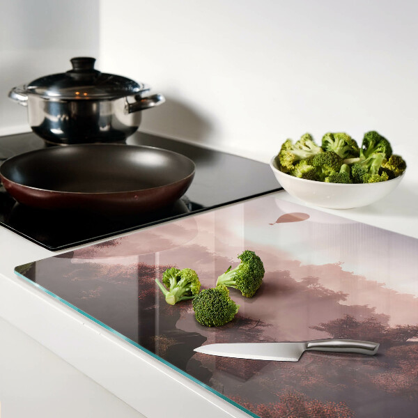 Szklana deska kuchenna Balon na gorące powietrze nad krajobrazem