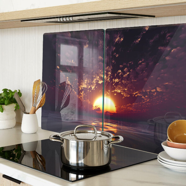 Szklana deska kuchenna Zachód słońca nad morzem