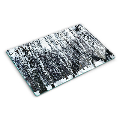 Deska kuchenna szklana Zimowy las z brzozami