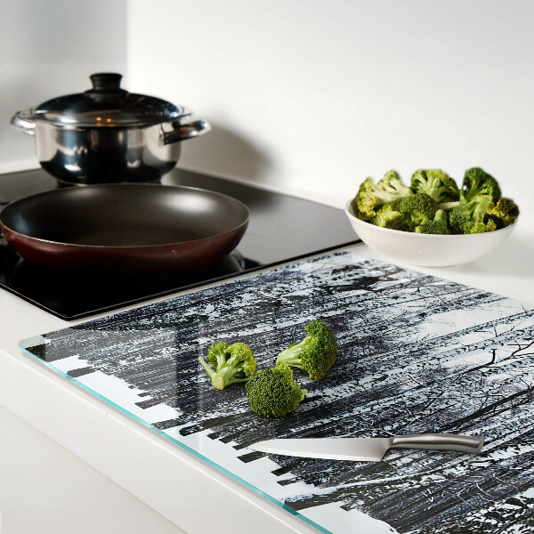 Glazen snijplanken Winterbos met berken