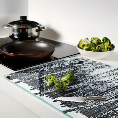 Deska kuchenna szklana Zimowy las z brzozami