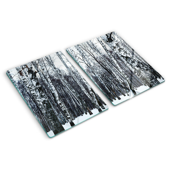 Glazen snijplanken Winterbos met berken