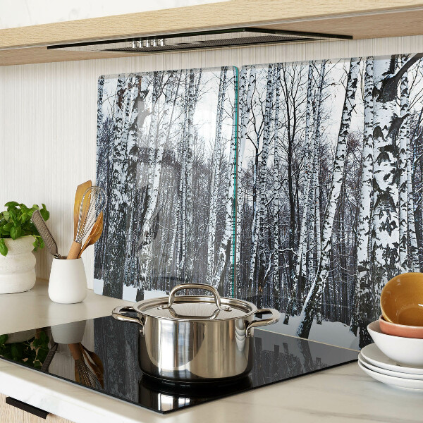 Deska kuchenna szklana Zimowy las z brzozami