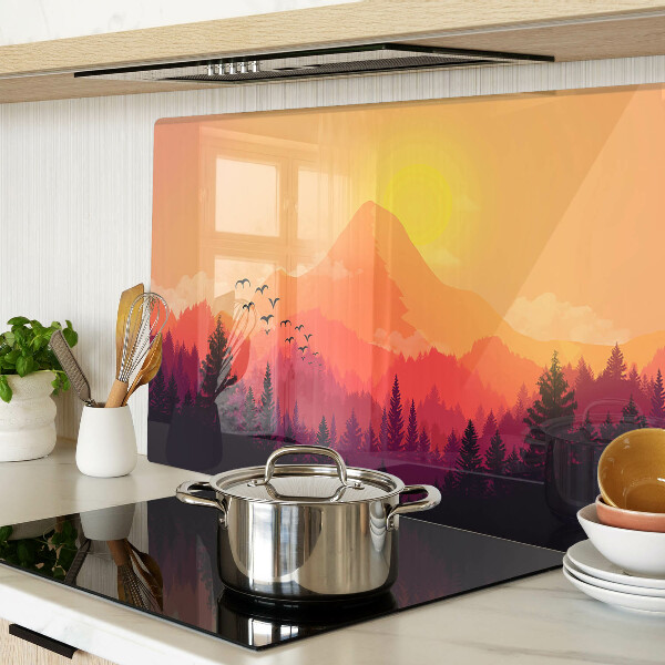 Deska kuchenna szklana Górski krajobraz o zachodzie słońca