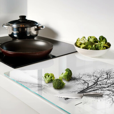 Deska kuchenna szklana Pusty krajobraz zimowy z drzewem