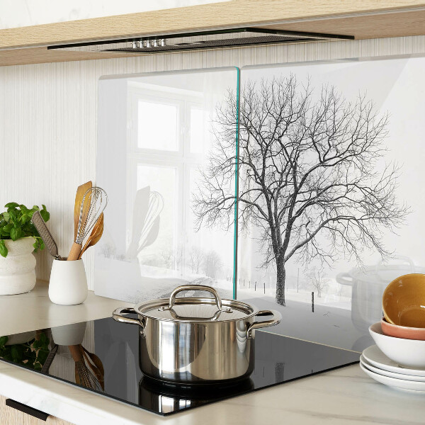 Deska kuchenna szklana Pusty krajobraz zimowy z drzewem