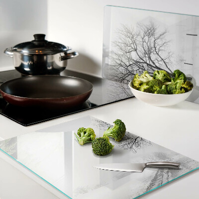 Deska kuchenna szklana Pusty krajobraz zimowy z drzewem