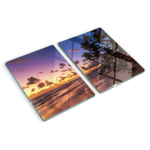 Szklana deska do krojenia Zachód słońca nad plażą