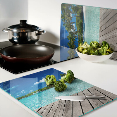 Szklana deska kuchenna Tropikalna plaża z palmami