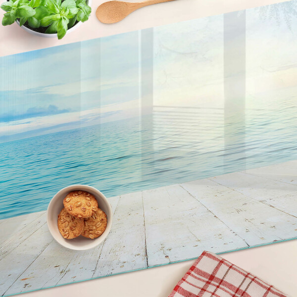 Szklana deska kuchenna Morze i drewniany pomost