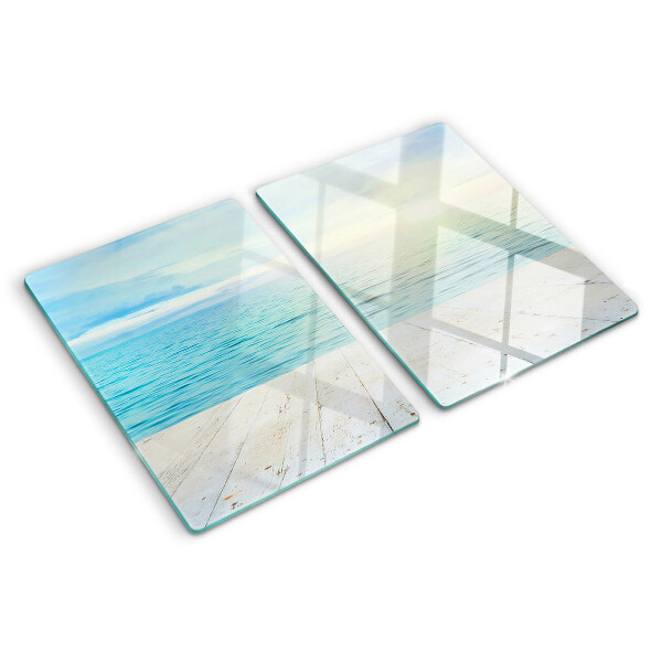 Szklana deska kuchenna Morze i drewniany pomost
