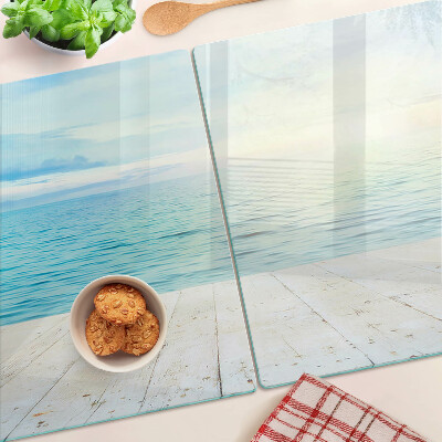 Szklana deska kuchenna Morze i drewniany pomost