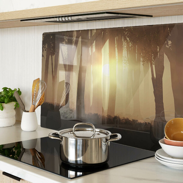 Snijplanken glas Zonsondergang in het bos