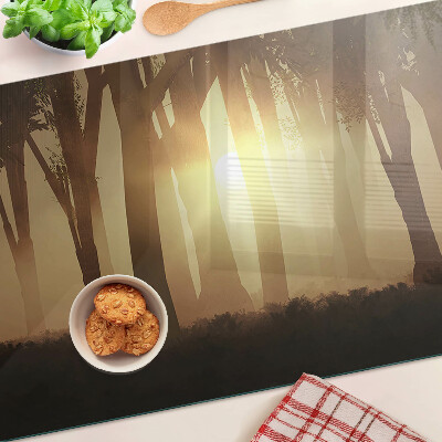 Snijplanken glas Zonsondergang in het bos